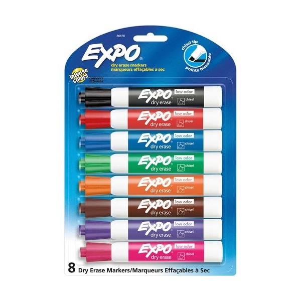 Newell Brands Dry-erase Markers, Chisel Point, Nontoxic, Assorted, 8PK SAN80678 - main